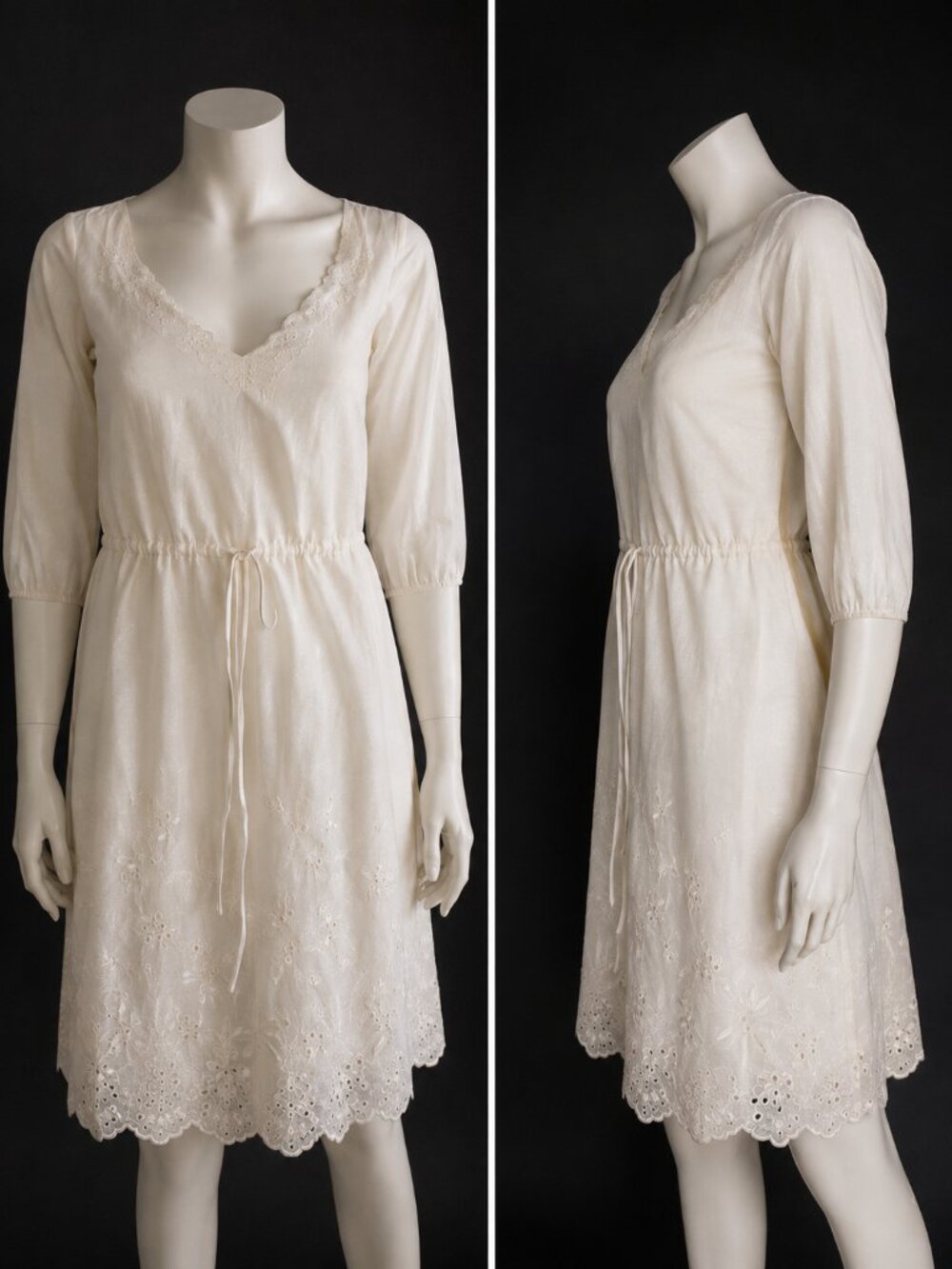NWOT Anthropologie Vintage Y2K Embroidered Eyelet White Cotton Tunic Dress 2